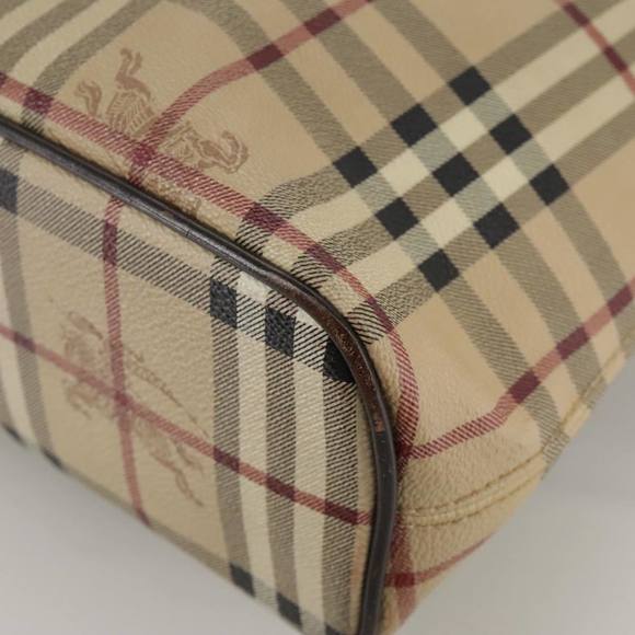 BURBERRY Nova Check Tote Bag PVC Leather Beige Brown gold Auth 108388 - Picture 16 of 16